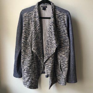Lucky Brand Lotus Waterfall Draped Wool Blend Cardigan Blue/Grey Size L